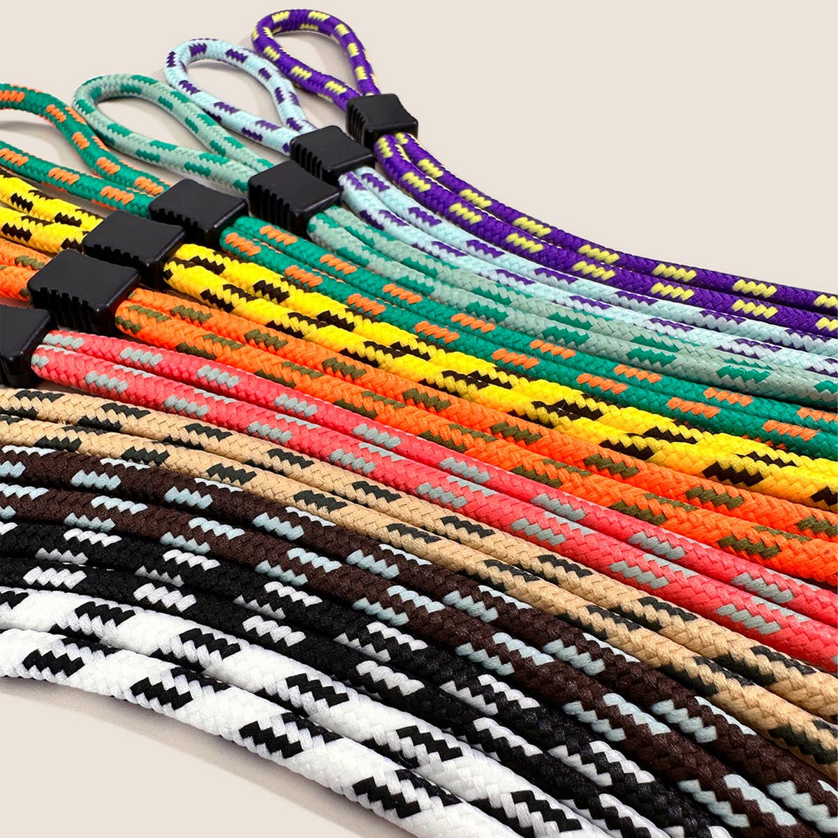 COLORFUL DUAL COLOR BLOCK BRAIDED GLASSES LANYARD