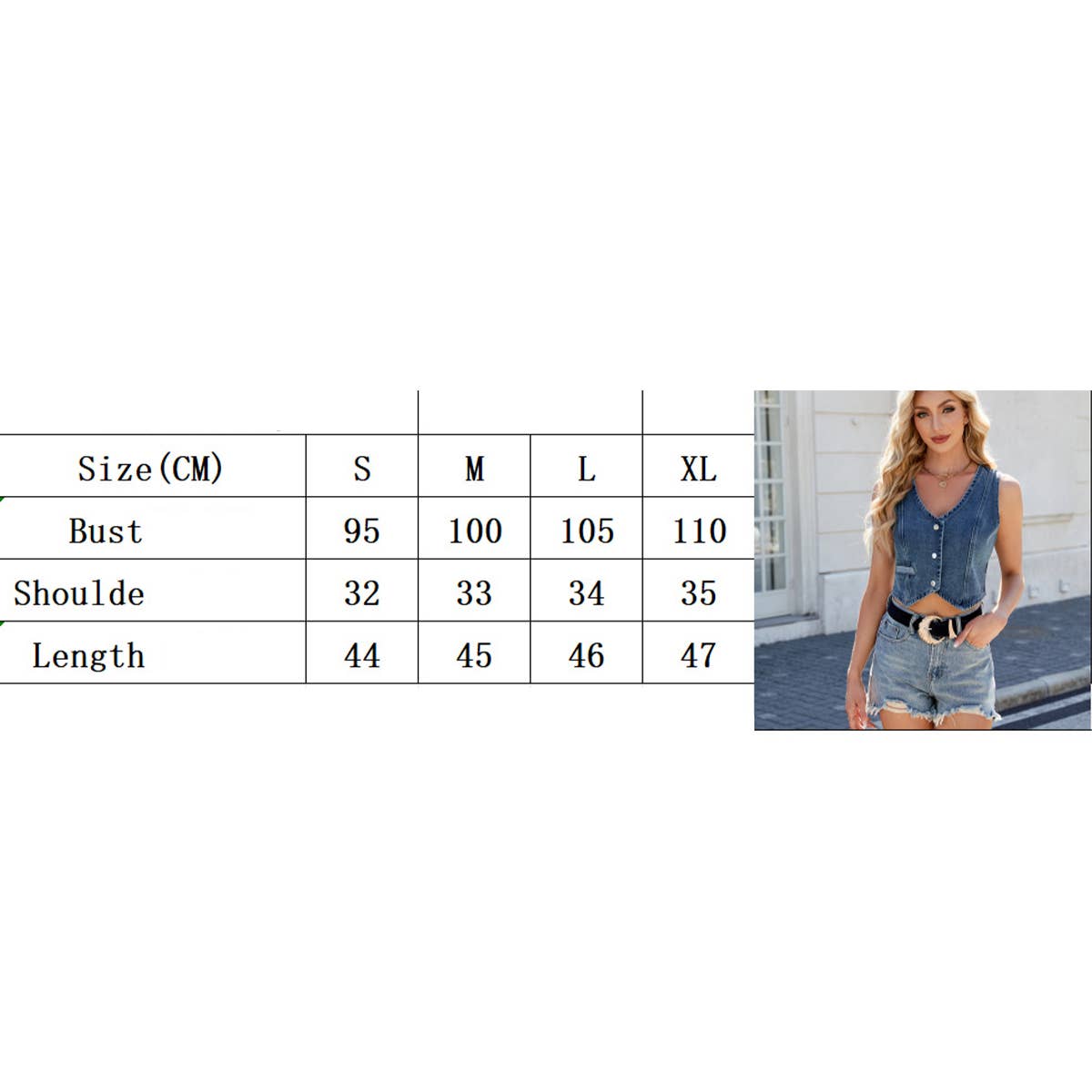 Washed denim vest basic short waistcoat