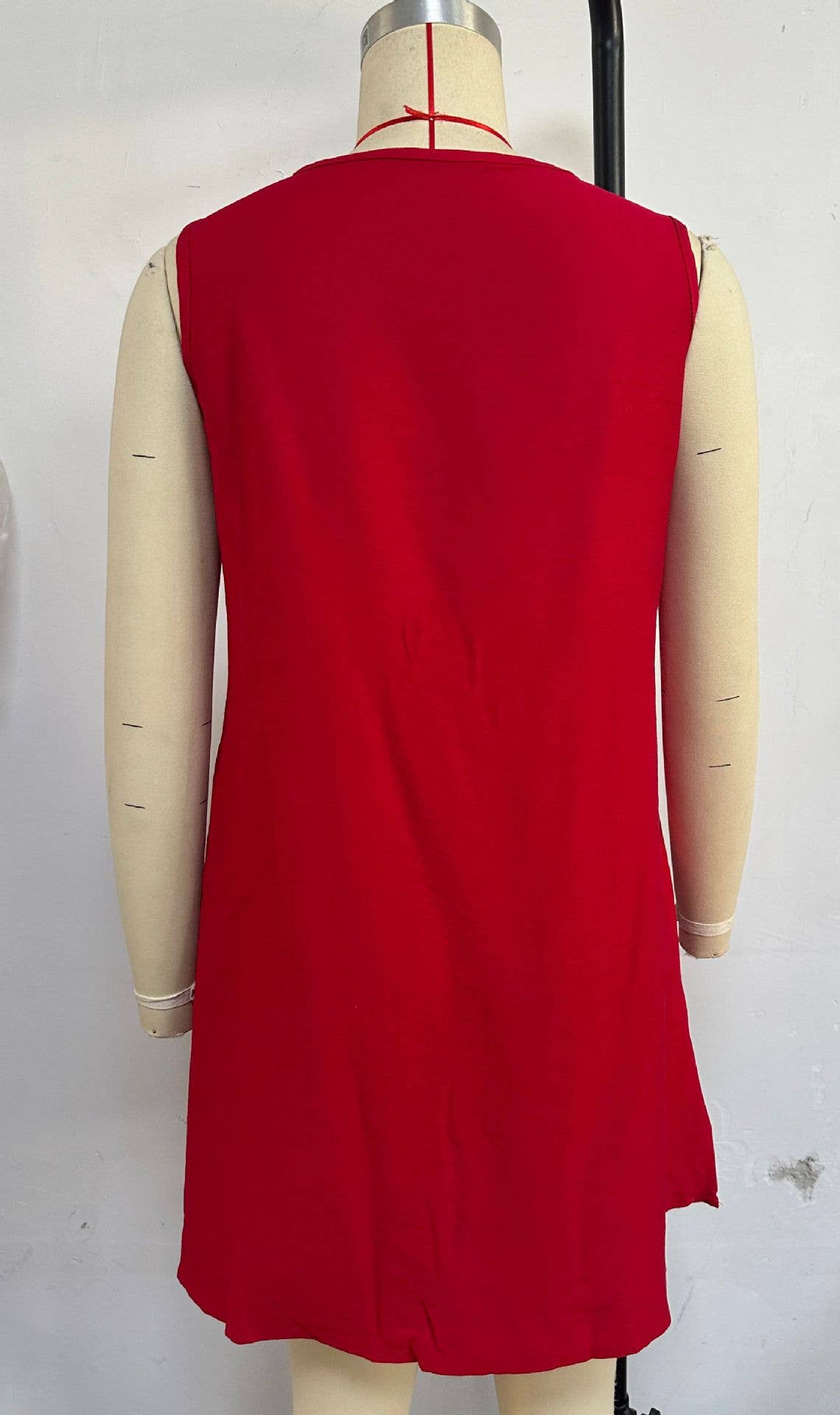 pit V-neck solid color loose vest dress