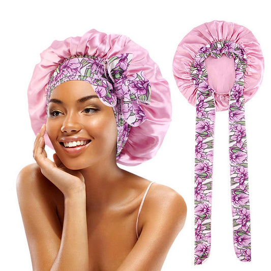 PRINTED LONG RIBBON BOW DING NIGHT CAP_CWAH1474