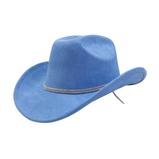 Men & Women Suede Western Cowboy Fedora Hat_CWAH04395