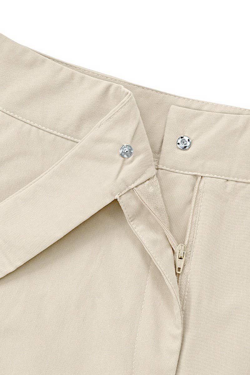 Trendy wide-leg high-waisted suit slacks