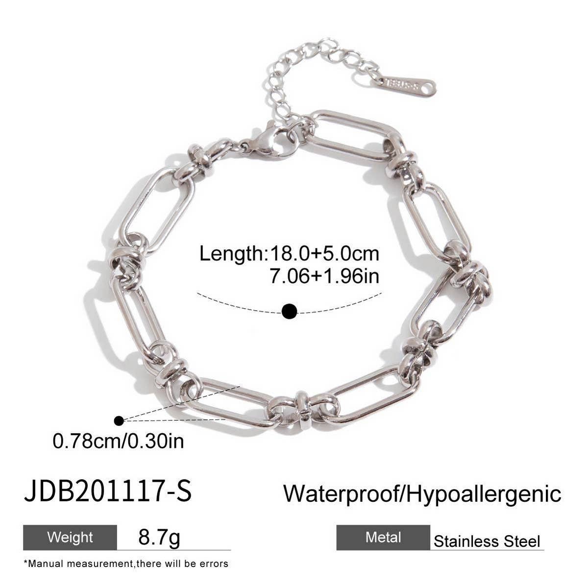 18K Gold Silver Two-Tone Cross Chain Bracelet_CWAJE4737