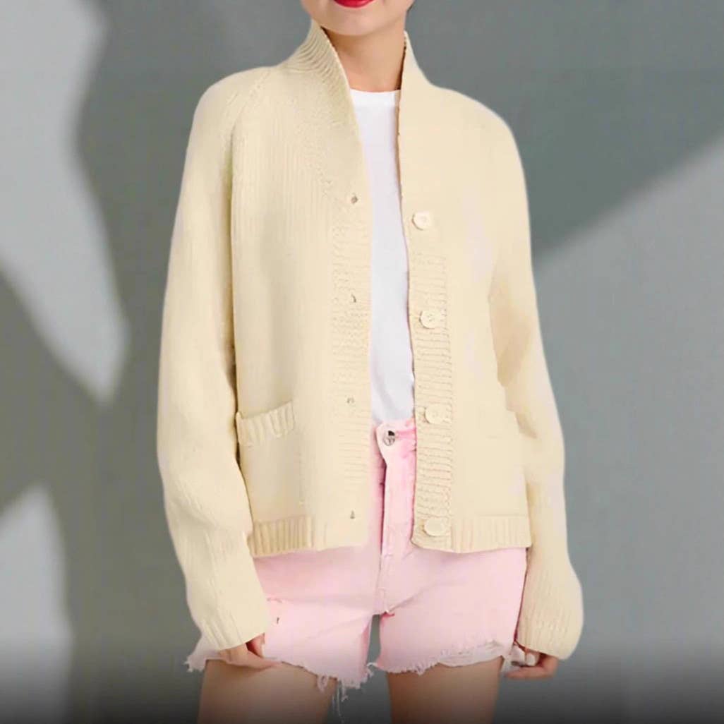 Everyday casual knitted long-sleeved cardigan