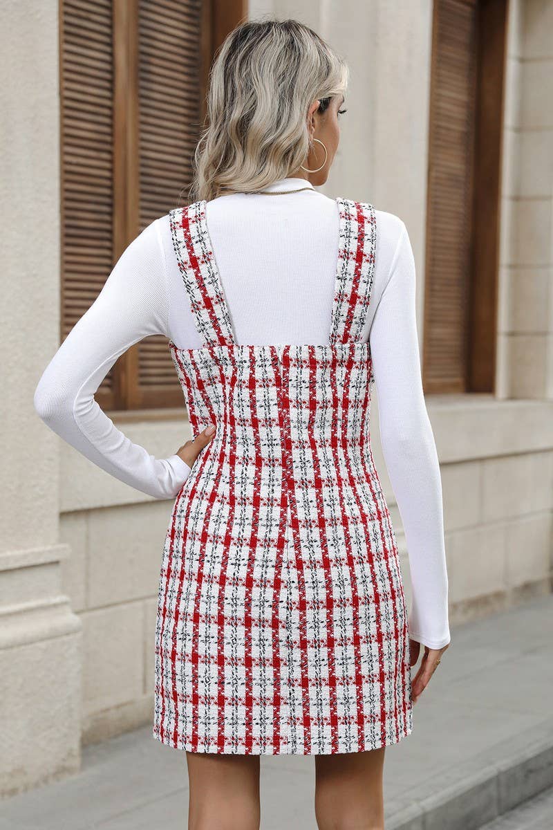 CWDSD10596_CHECK CHANEL-STYLE VEST DRESS
