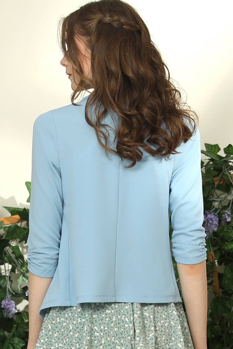 CWOBL041-P_PLUS SLEEVESHIRRING DETAILED OPEN CASUAL BLAZER