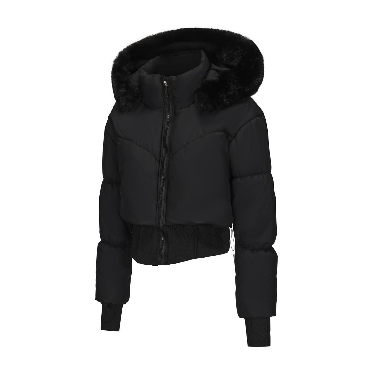 Thick cotton-padded jacket with a cinched waist