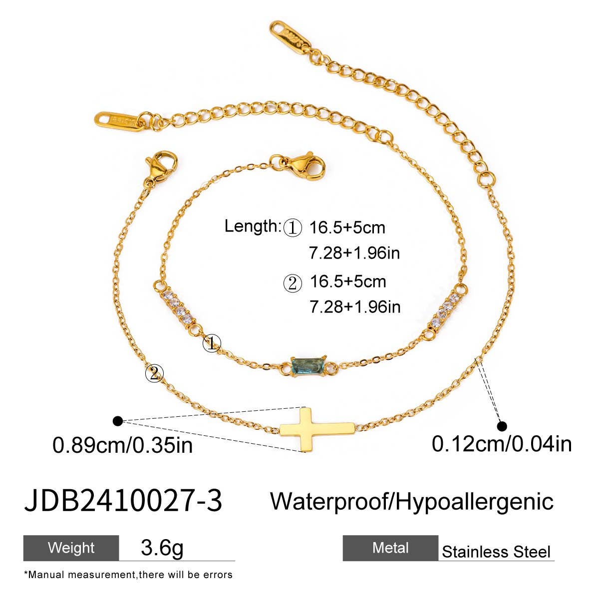 Titanium Double Layer Zodiac & Cross Bracelet