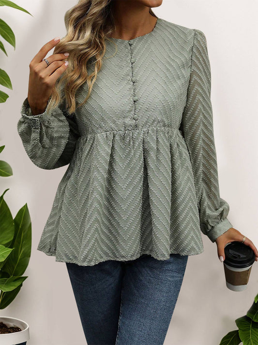 SOLID COLOR LONG SLEEVE JACQUARD SHIRT