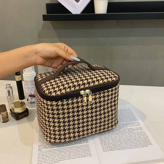FASHION PORTABLE HOUNDSTOOTH COSMETIC BAG_CWAB4396