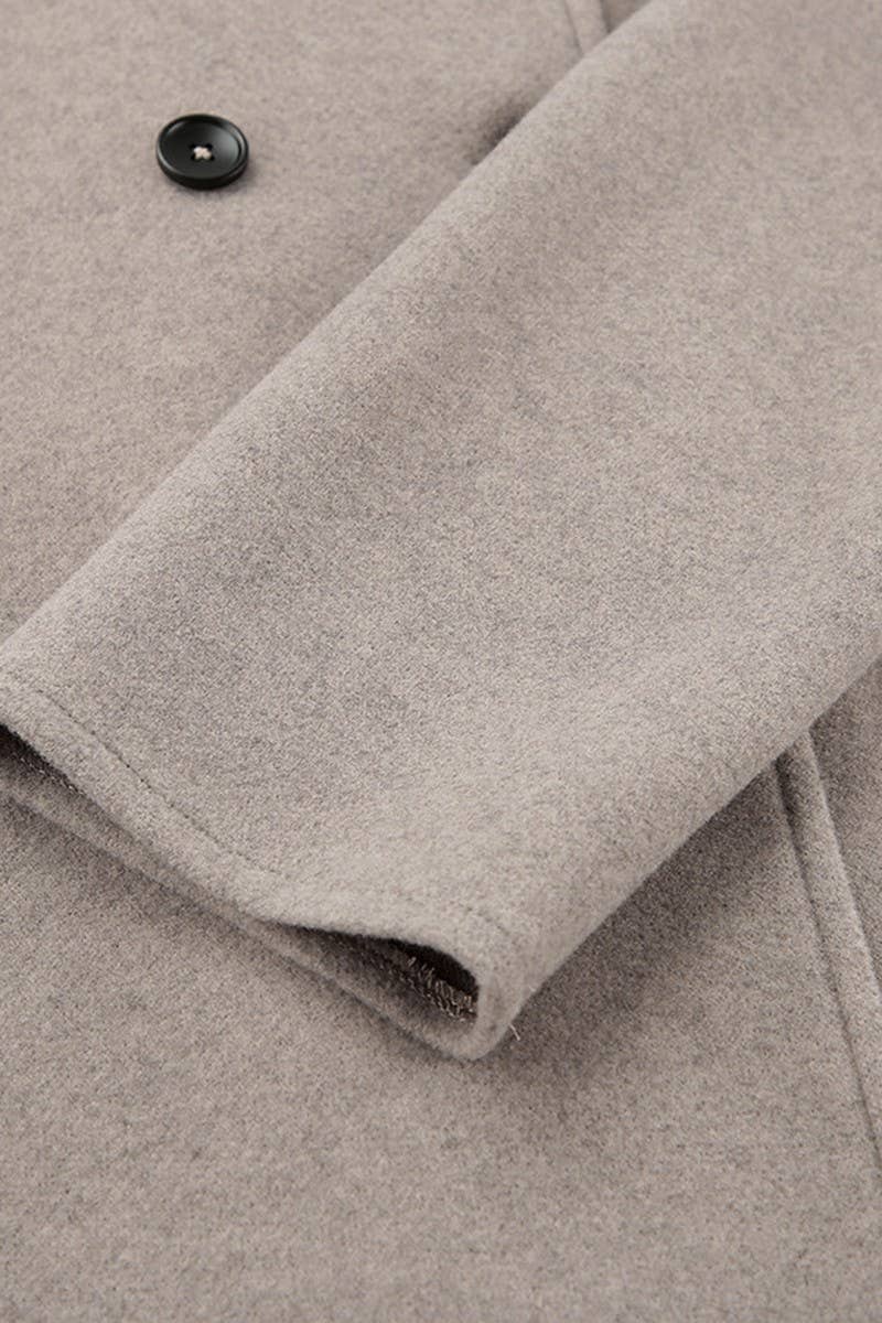 CWOCO1112_SOLID COLOR RETRO V-NECK BROWN WOOLEN COAT