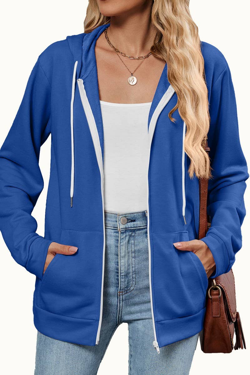 CWOCO00239_COLORBLOCK ZIP UP HOODED POCKET SWEATSHIRT