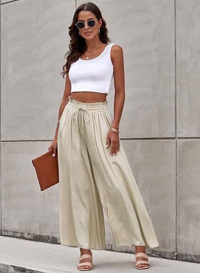 High-waisted loose straight leg wide-leg pants