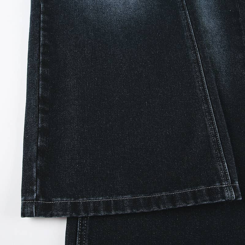 VINTAGE WASH WASH STRAIGHT LEG WIDE-LEG JEANS