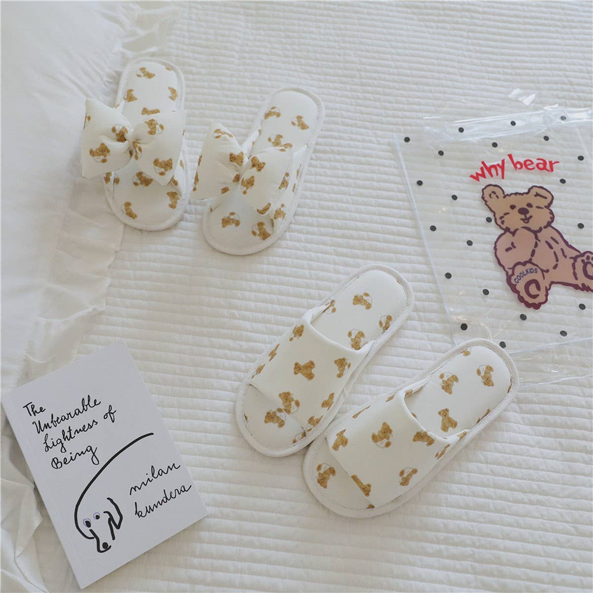 NEW BEAR BOWKNOT HOME SLIPPERS FOR WOMEN