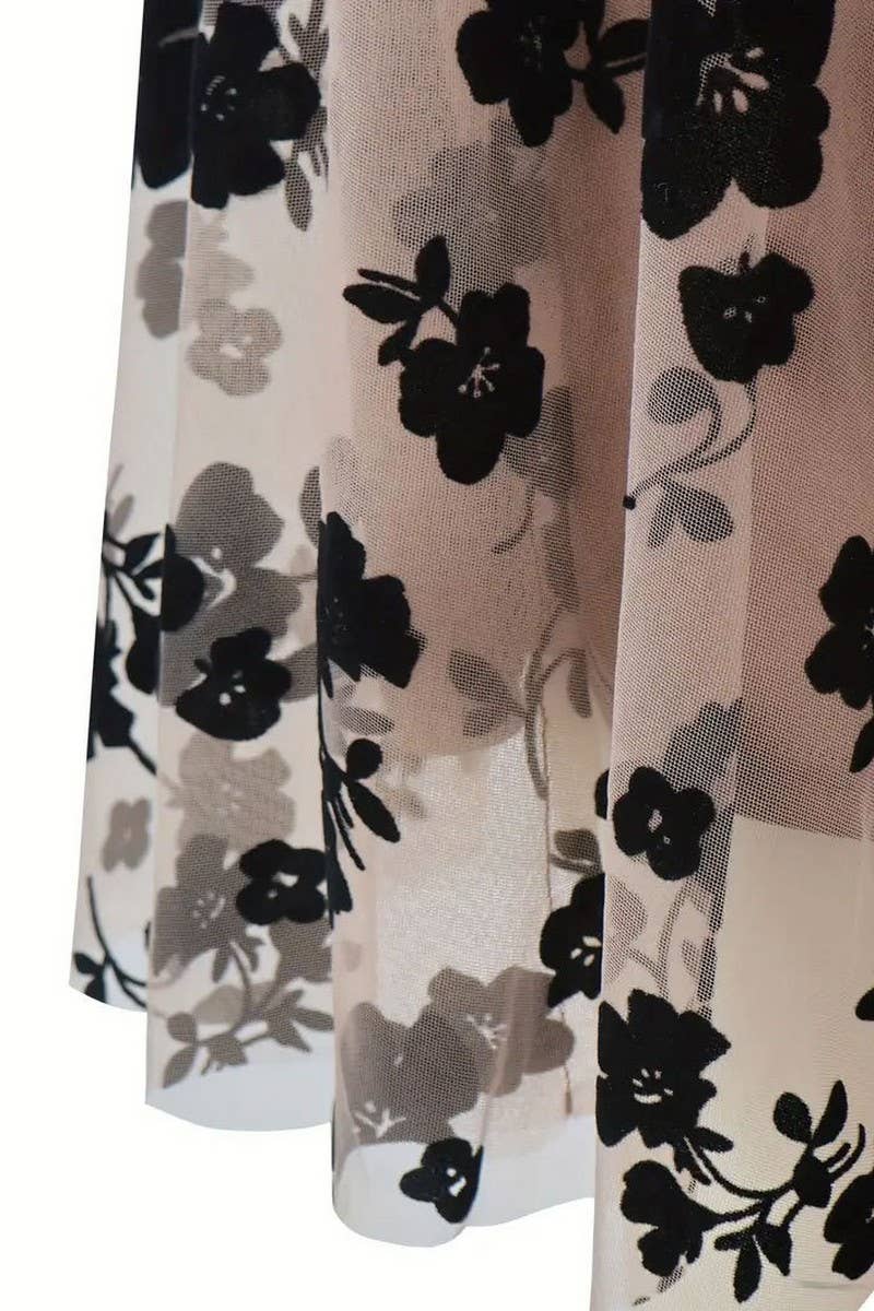 CWBSS0440_HIGH-GRADE MESH FLOWER A-LINE SHORT SKIRT