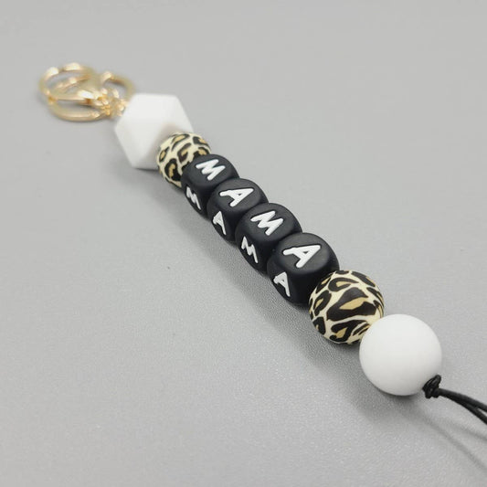 MAMA LETTER SILICONE BEAD KEYCHAIN