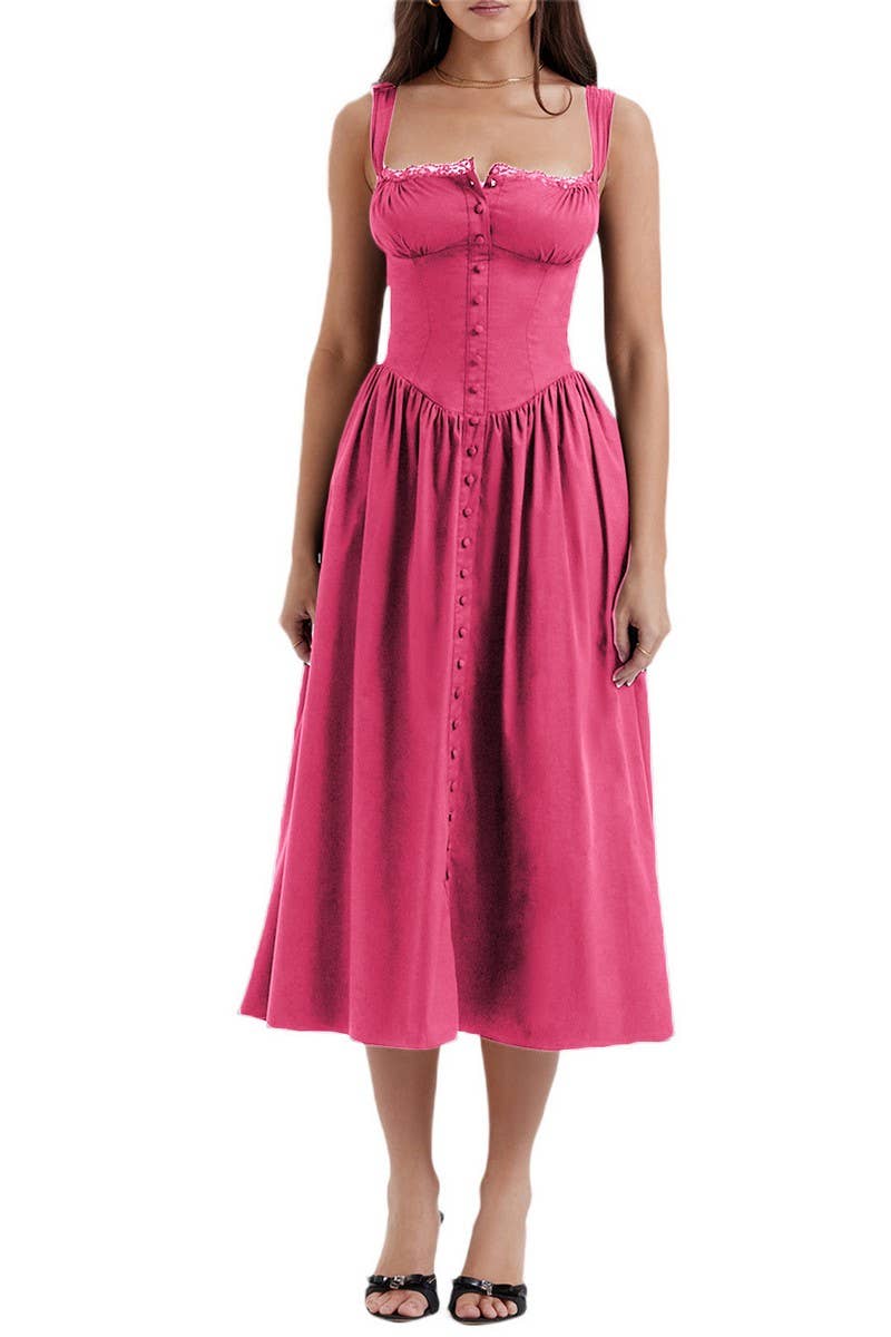 CWDMD5945_FLORAL OR SOLID STRAPLESS SLEEVE MAXI CAMI DRESS