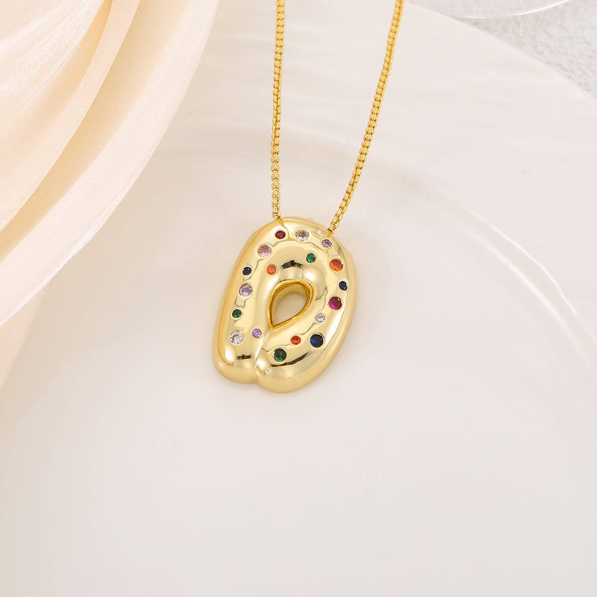 Creative Glossy Colorful Letter Pendant Necklace