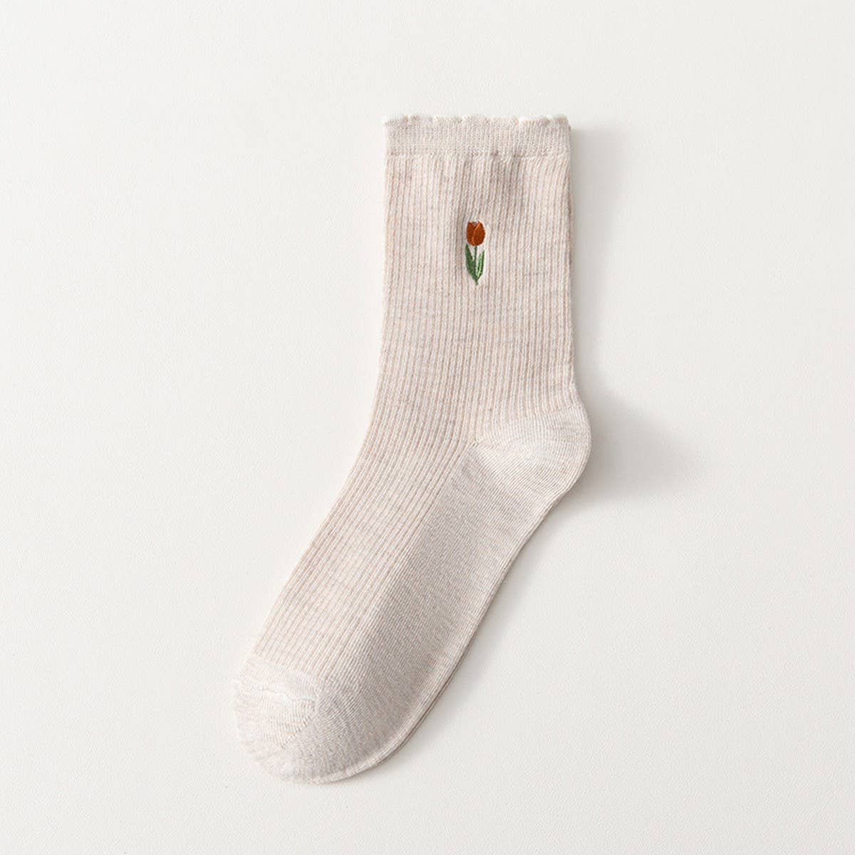 FLORAL EMBROIDERED COTTON SOCKS