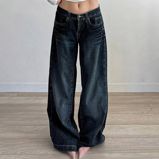 VINTAGE WASH WASH STRAIGHT LEG WIDE-LEG JEANS