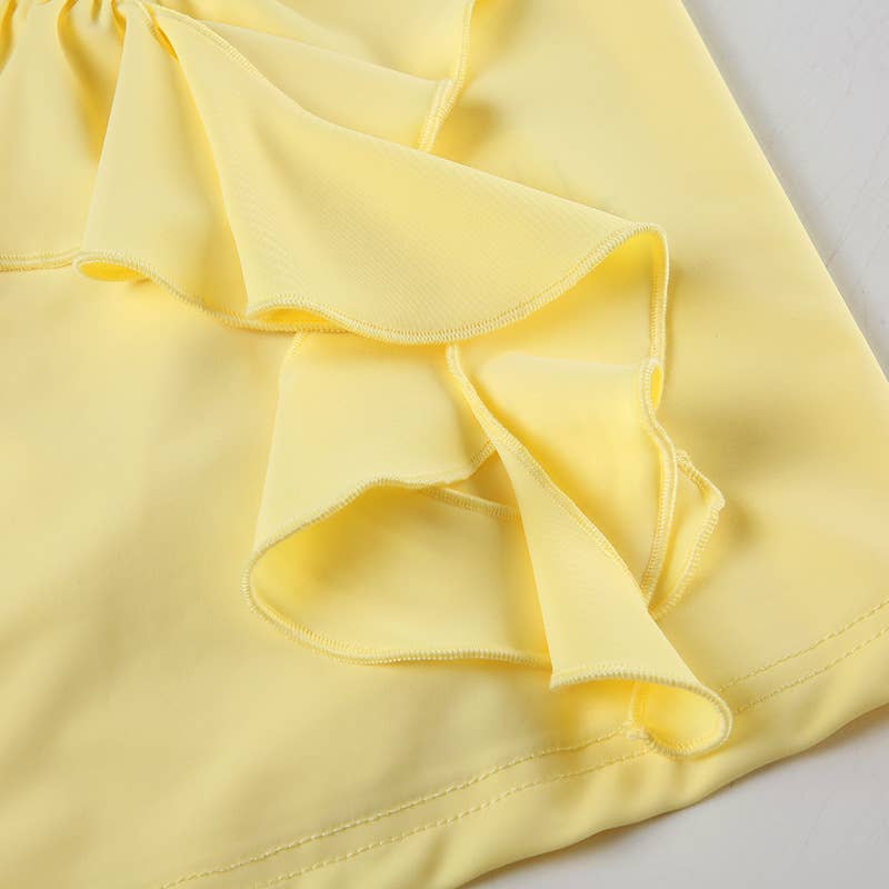 Ruffled halter top hip skirt two-piece set