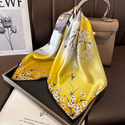 Camellia Silk Scarf - French Retro Square Wrap_CWASC0618