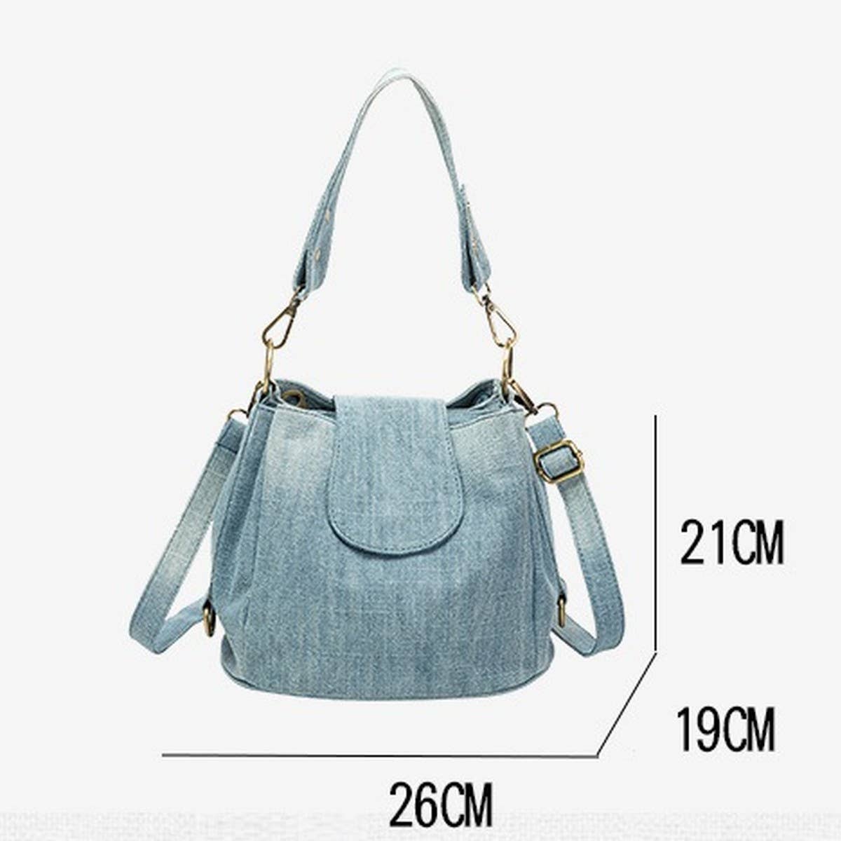 DENIM MULTI POCKET ONE SHOULDER BAG CROSSBODY BAG_CWAB1389