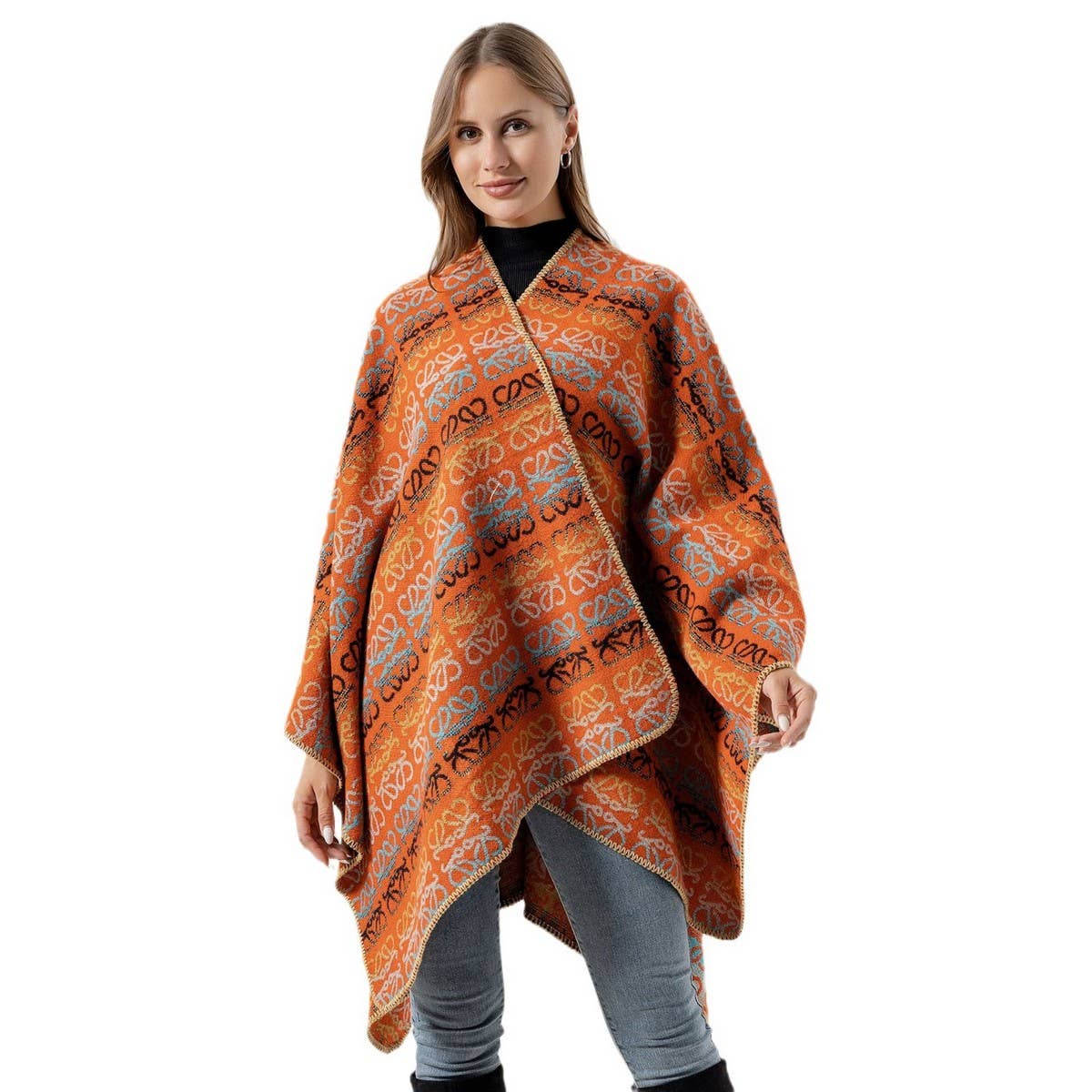 FAUX CASHMERE CAPE SHAWL WARM CAPE SCARF