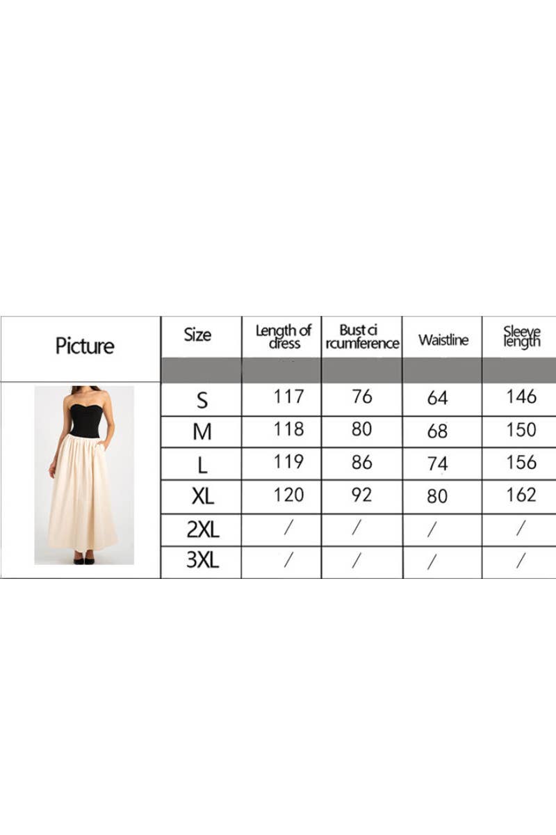CWDMD6298_SUMMER CONTRAST COLOR TUBE TOP SLEEVELESS DRESS