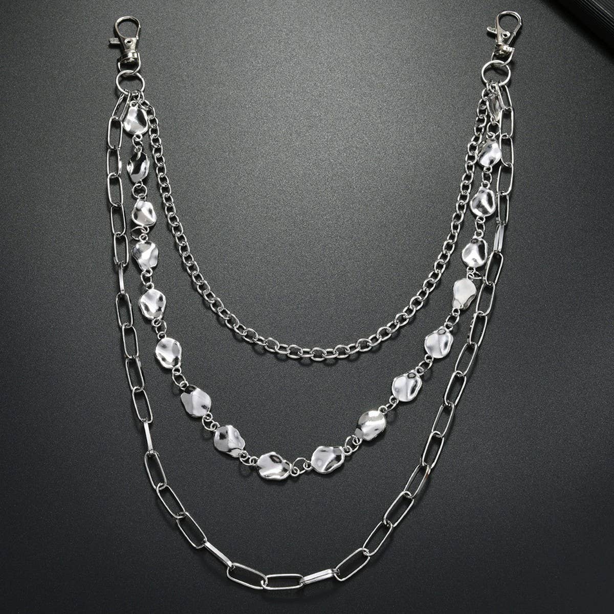 MULTI-LAYERED RHINESTONE METAL TROUSER CHAIN