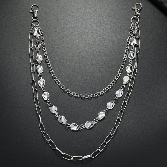 MULTI-LAYERED RHINESTONE METAL TROUSER CHAIN