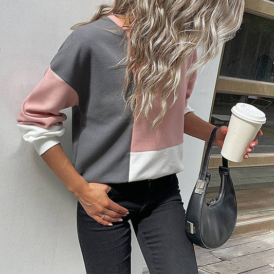 SLOUCHY CREW-NECK SWEATER IN CONTRASTING COLORS