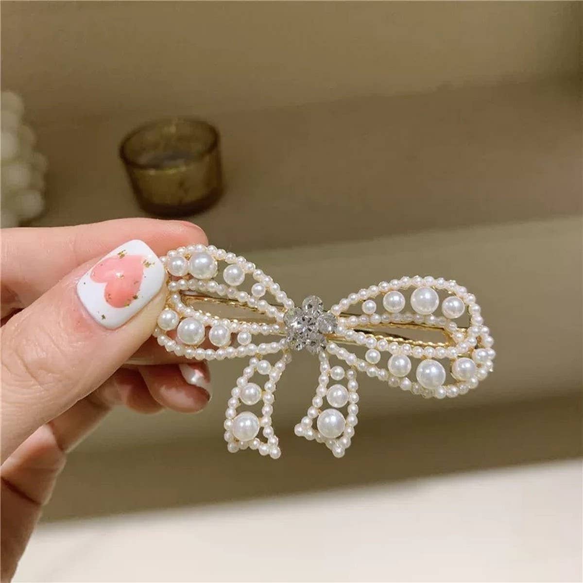 BOW PEARL HAIRPIN DUCKBILL CLIP BANGS CLIP_CWAHA4788