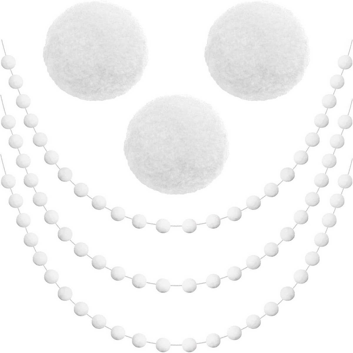 CWMM10233_3PCS WHITE POM POM GARLAND VALENTINE¡¯S DAY DECOR
