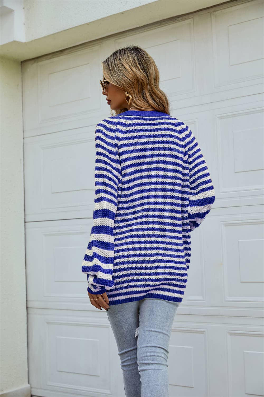 STRIPED SWEATER PLUS SIZE LOOSE KNIT