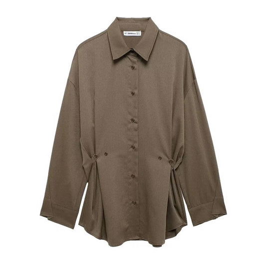 SINGLE-BREASTED ADJUSTABLE LONG-SLEEVED SHIRT