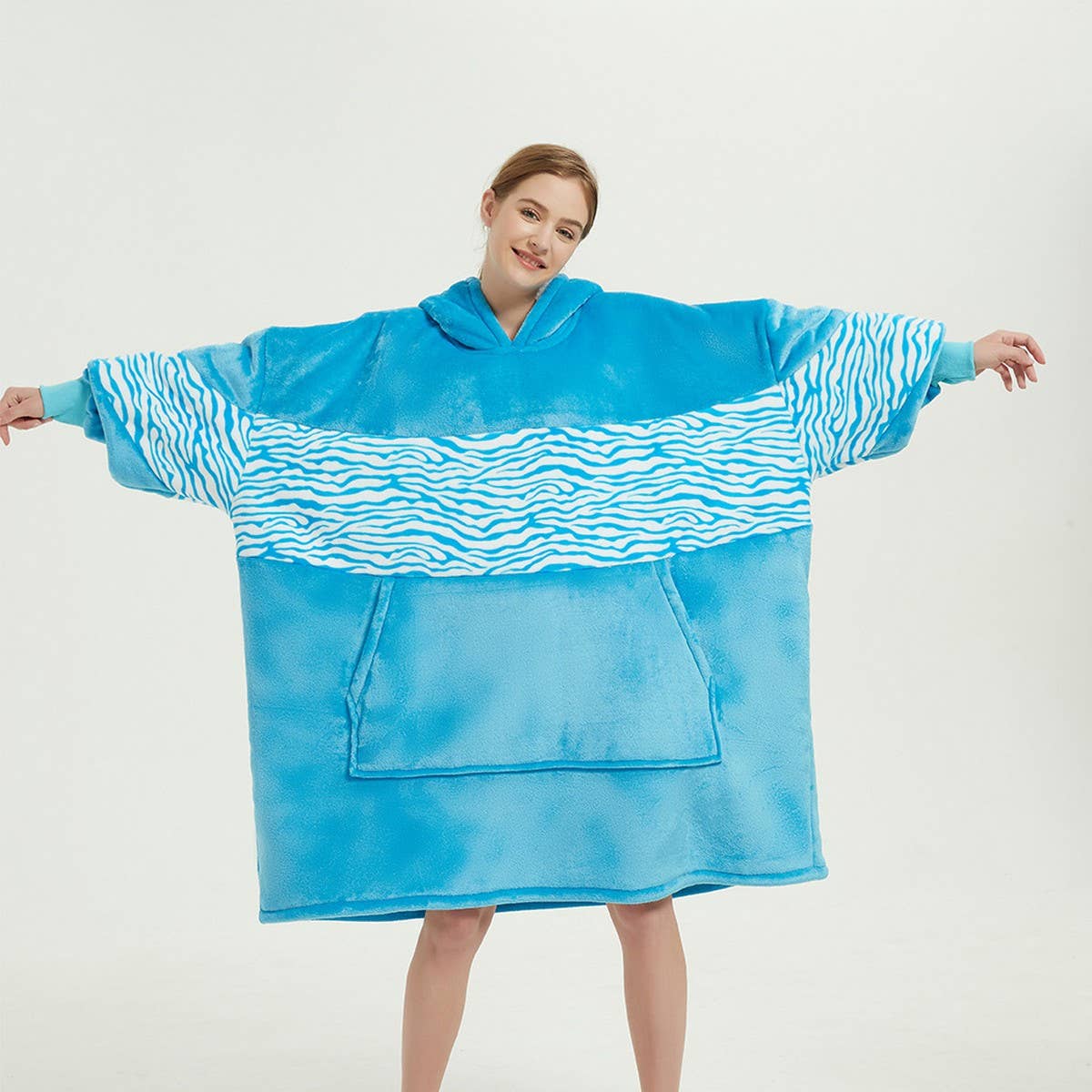 Leopard Sherpa Hoodie Blanket Pullover for Winter