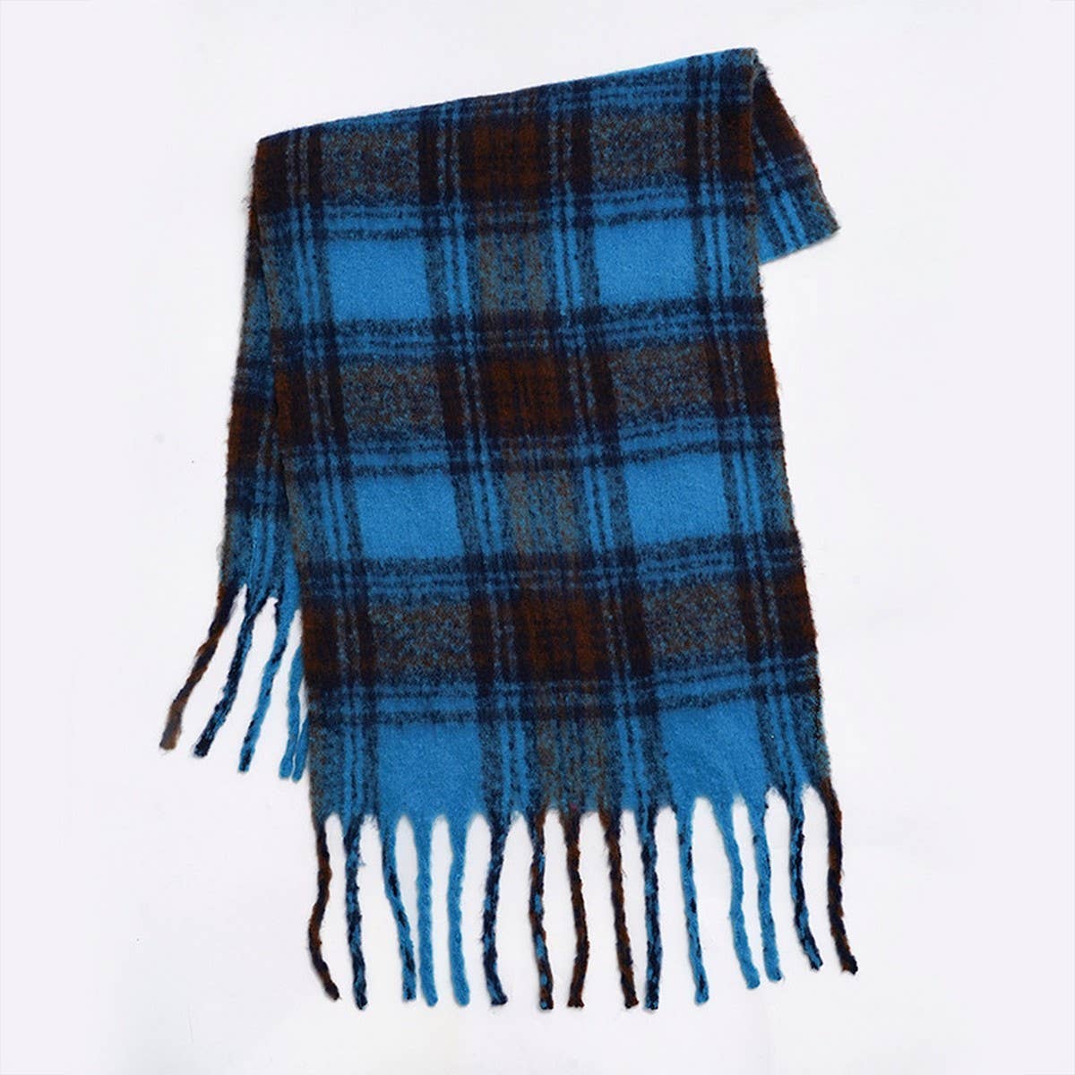 Wide Faux Cashmere Tassel Scarf-Winter Plaid Shawl
