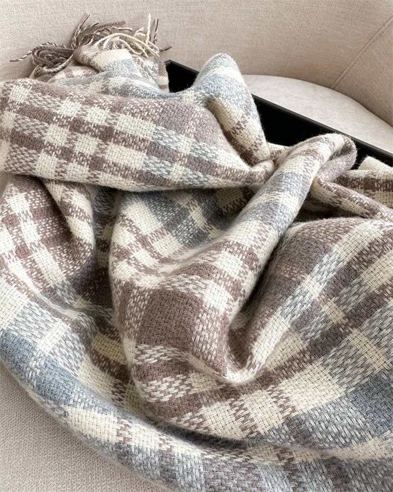 Plaid Cashmere-Like Scarf with Fringe for Winter_CWASC1443