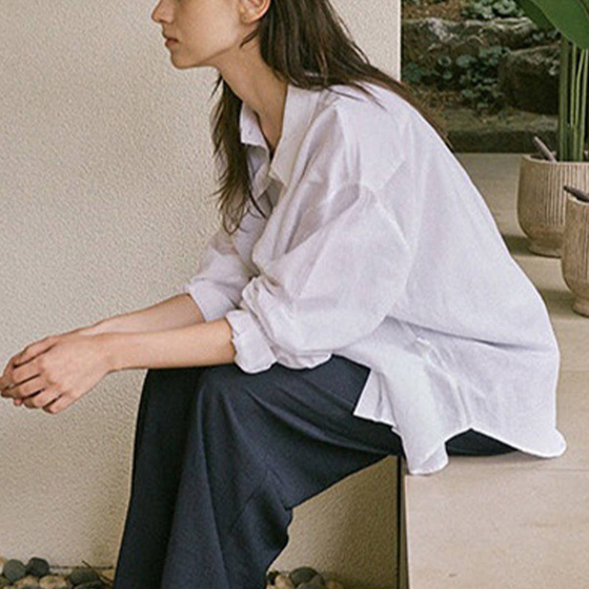 TENCEL LINEN SLOUCHY BLOUSE