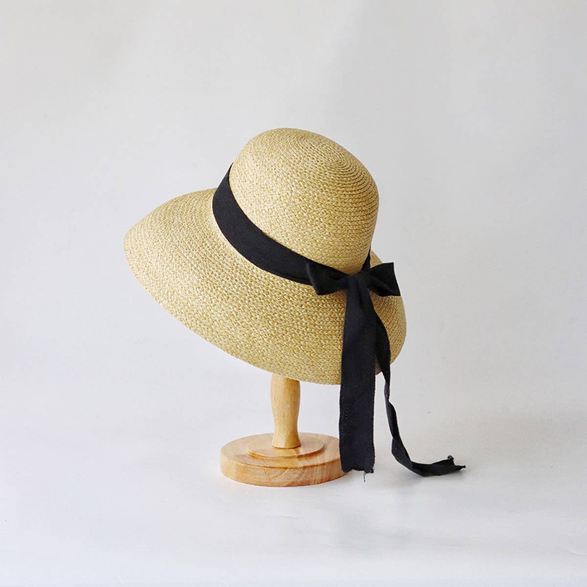 Summer outdoor wide brim bow sun hat_CWAH3576