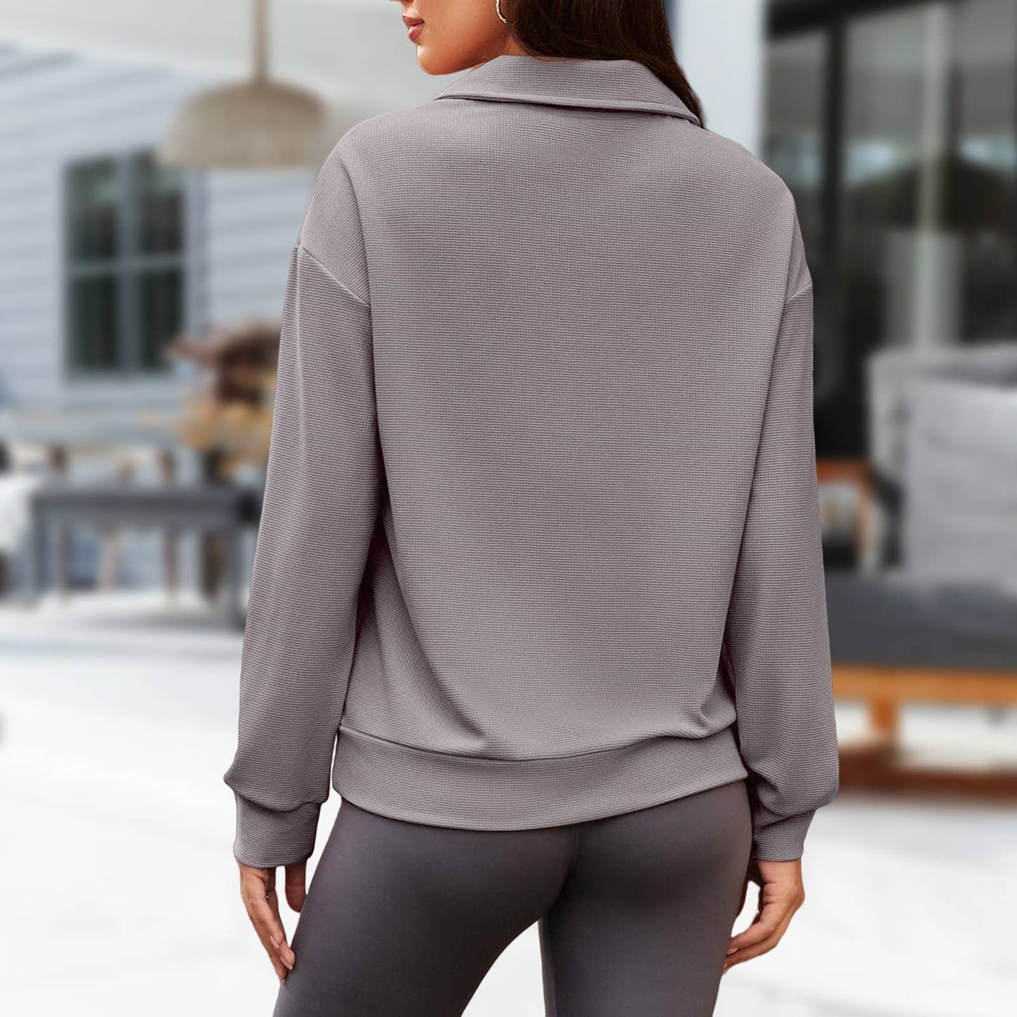 Fashionable loose lapel zipper lapel sweatshirt