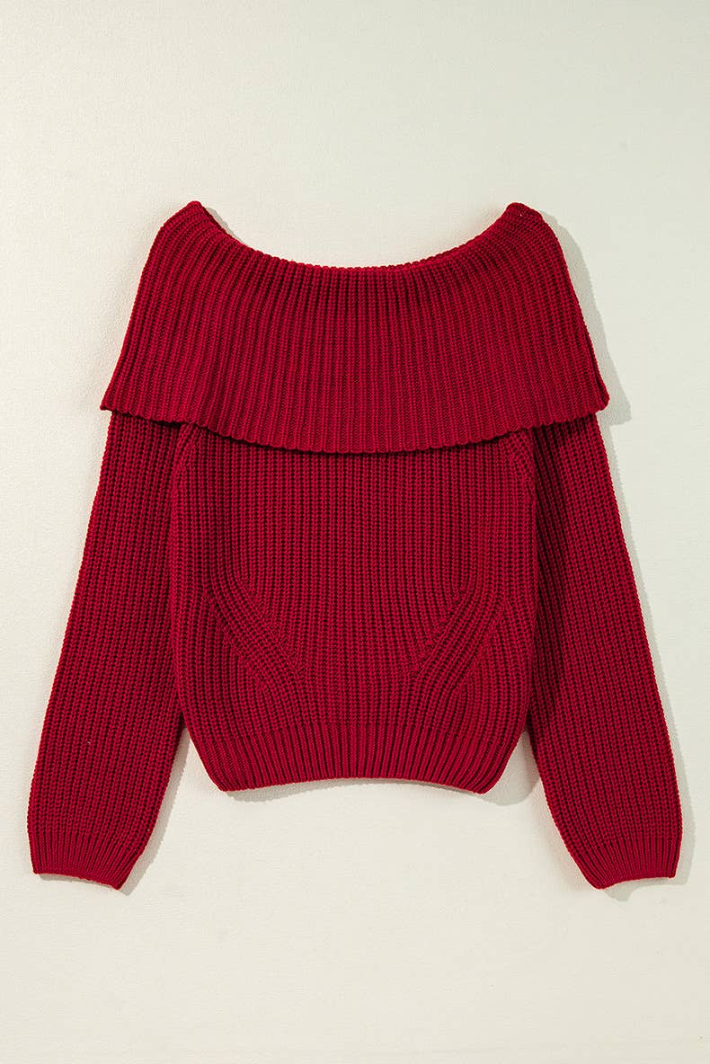 TREND LOOSE SOLID COLOR OFF-THE-SHOULDER SWEATER