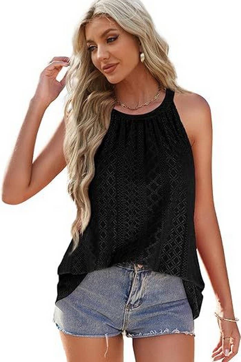 CWDHL0335_HALTERNECK SLEEVELESS SOLID COLOR TANK DRESS