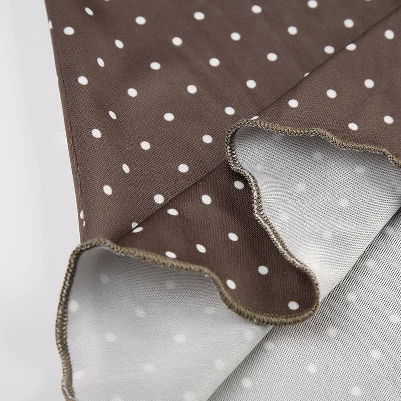 Polka dot print short-sleeved mid-length dress