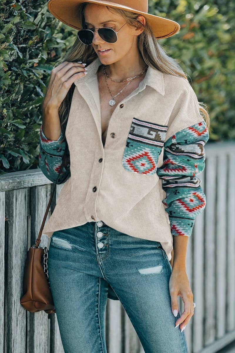 CWOCO0416_ETHNIC STYLE PATCHWORK SHIRT THIN JACKET