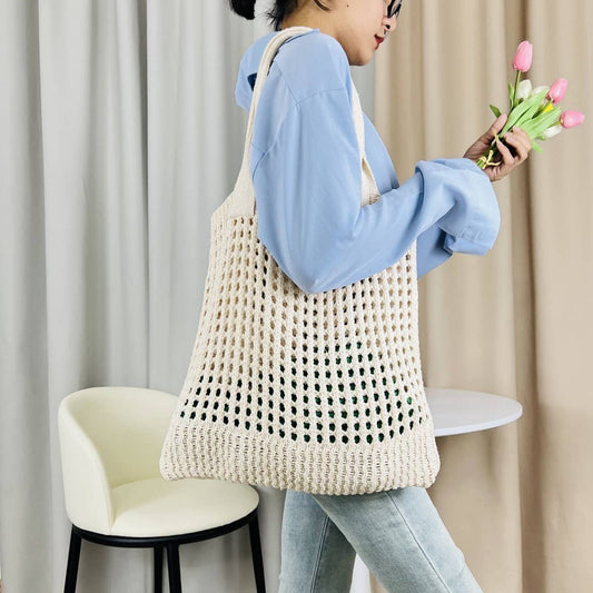 CWAB5059_SOLID COLOR HOLLOW BAG SINGLE SHOULDER WOVEN BAG
