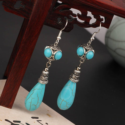 HIGH-END ETHNIC RETRO WATER DROP EARRINGS