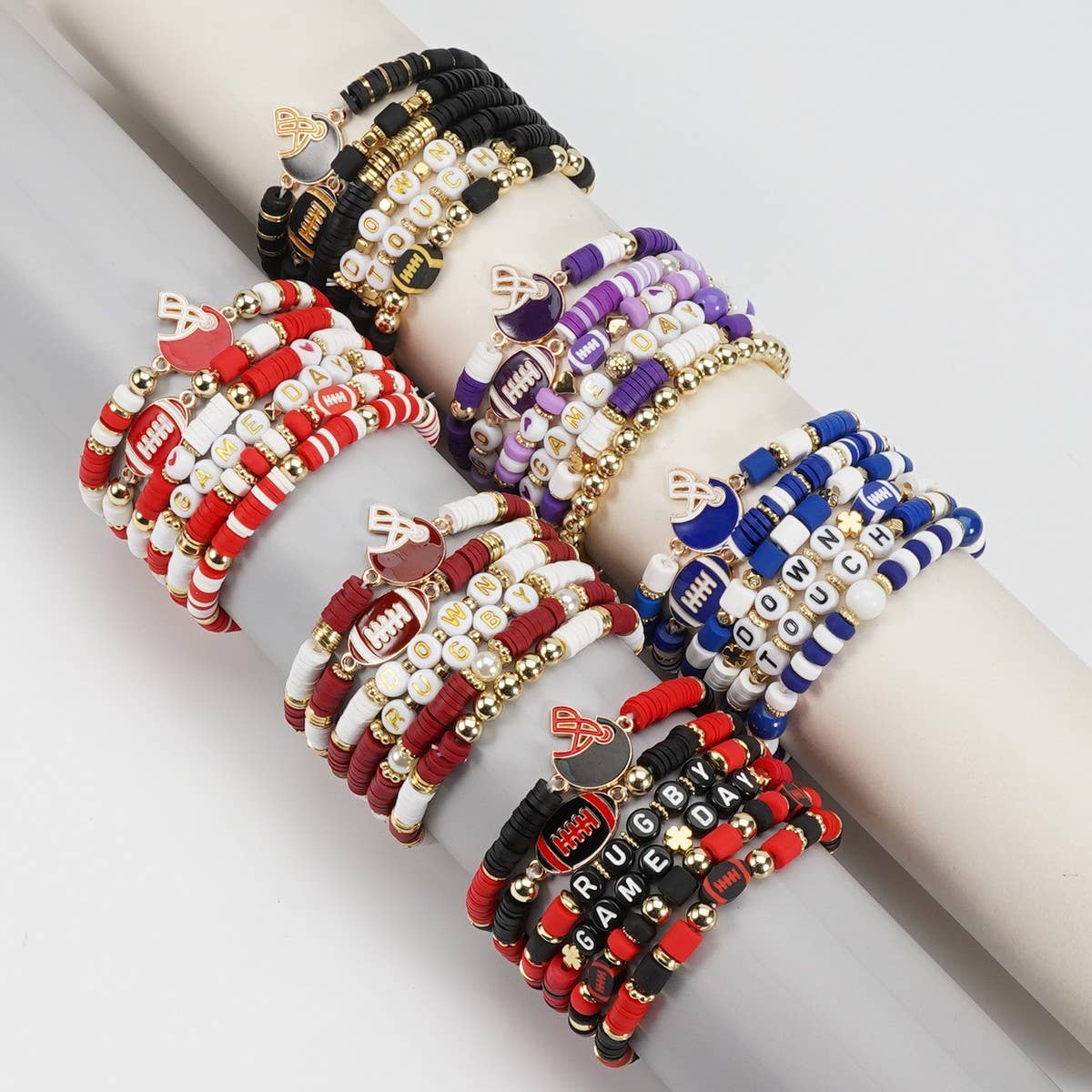 CWMM10455_FOOTBALL GAME DAY BEADED ELASTIC BRACELET